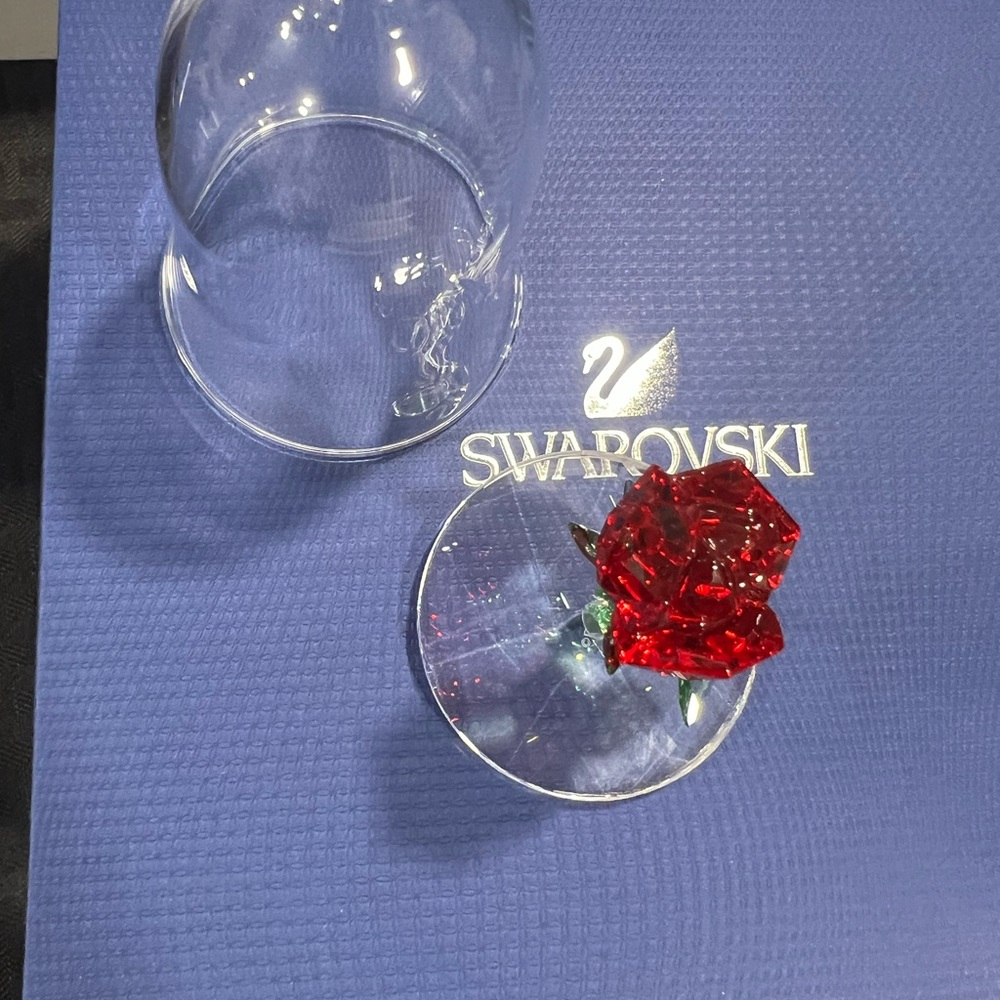 Swarovski Red Crystal Rose with Glass Dome